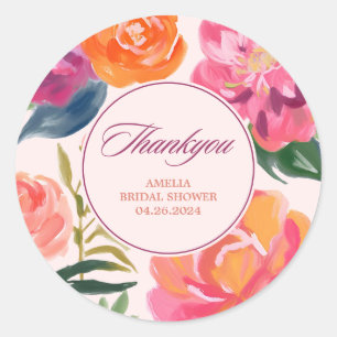 Liebe in Blüte Floral Brautdusche Danke Runder Aufkleber