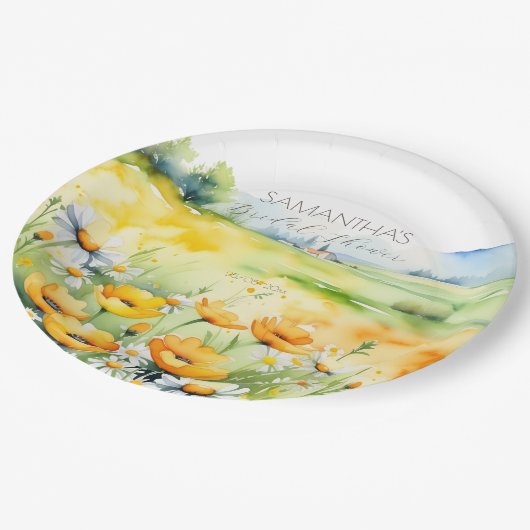 Liebe in Blüte Frühjahr Sommer Blume Brautparty Pappteller (Schrägansicht)