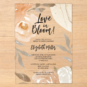 Liebe in Blüte Rustikale Blumen Brautparty Acryleinladungen