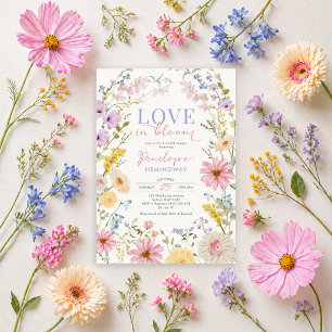 Liebe in Blüte - Sanfte Pastell-Wildblumen-Hochzei Einladung