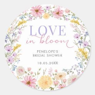 Liebe in Blüte Sanfte Wildblumenwiese Brautparty Runder Aufkleber