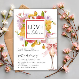 Liebe in Blüte Sommer Rosa Blumen Brautparty Einladung