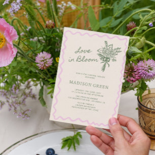 Liebe in Blüte Whimsical handgeschriebene Brautpar Einladung
