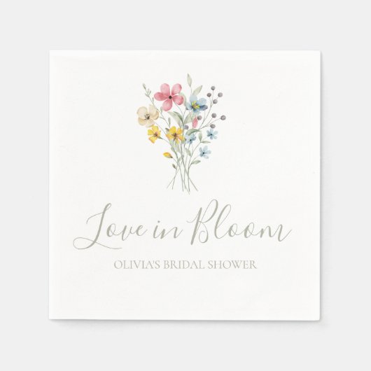 Liebe in Blüte Wildblumen-Brautparty Serviette (Vorderseite)