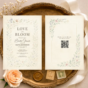 Liebe in Blüte Wildblumen QR-Code Brautparty Einladung