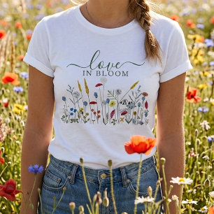 Liebe in Blüte Wildblumenwiese Brautparty T-Shirt