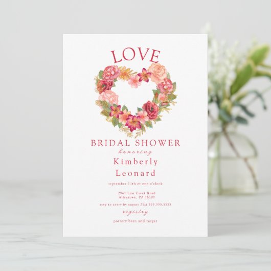 Liebe in Blütendusche Einladung (Stehend Vorderseite)