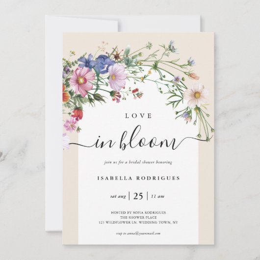 Liebe in Blütendusche Wildblume Einladung (Vorderseite)
