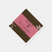 Liebe in Blütenkirsche Blossom Monogramm Hochzeit Serviette (Ecke)