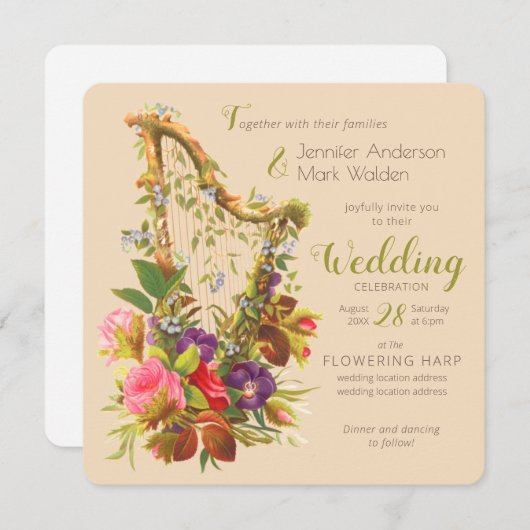 Liebe in Blütenmusik verwandte CC0593 Blumenhochze Einladung (Vorne/Hinten)