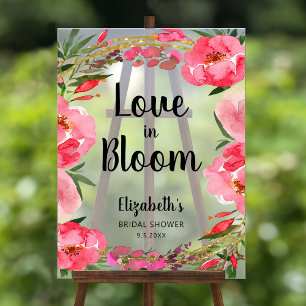 Liebe in Blütenrosa Blumen Brautparty Acrylschild