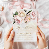 Liebe in Blütenrosa Brautdusche Einladung