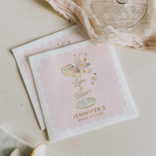 Liebe in Blütenrosa Brautparty Serviette