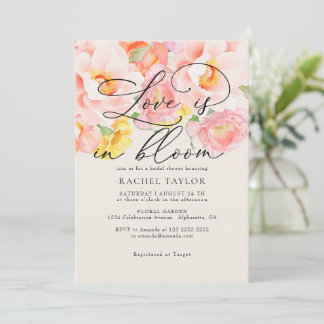 Liebe in Blütenrosa Rosa Sommer-Hochzeitsdusche Einladung