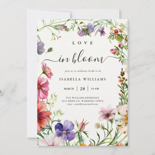 Liebe in Blütenspringblütendusche Einladung (Vorderseite)