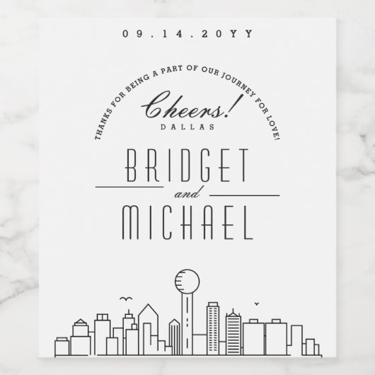 Liebe in Dallas | Cheers & Danke! Weinetikett (Einzelnes Label)