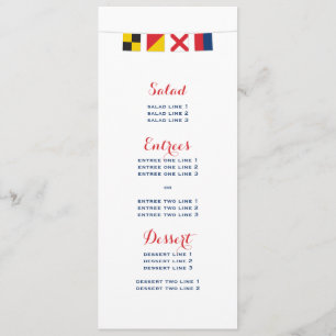 LIEBE in den bunten Seeflaggen Menükarte