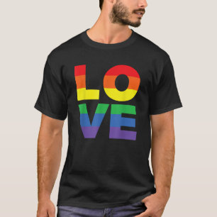 Liebe in den Farben der Regenbogenflagge LGBTQ Les T-Shirt