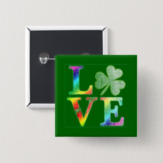 Liebe in den Regenbogen-Farben mit beunruhigtem Button (Vorne & Hinten)