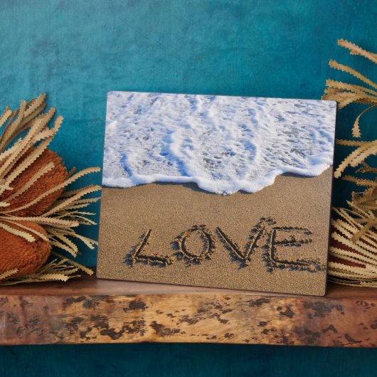 Liebe in den Sand geschrieben Fotoplatte (Seite)