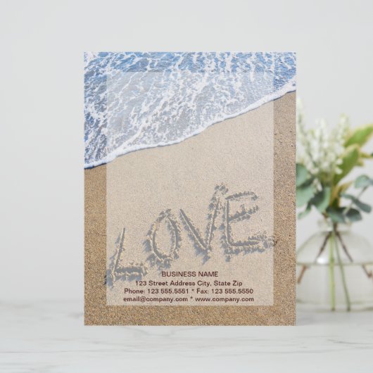 Liebe in den Sand geschriebener Letterhead Briefbogen (Stehend Vorderseite)