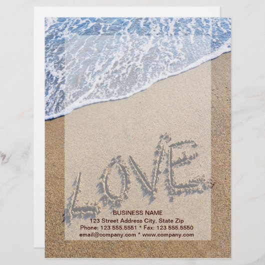 Liebe in den Sand geschriebener Letterhead Briefbogen (Vorne/Hinten)