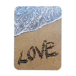 Liebe in den Sand schriftlichen Foto-Magneten Magnet