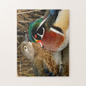 Liebe in den Schilfröten: Ein Paar Holzhähnchen wi Puzzle (Vertikal)