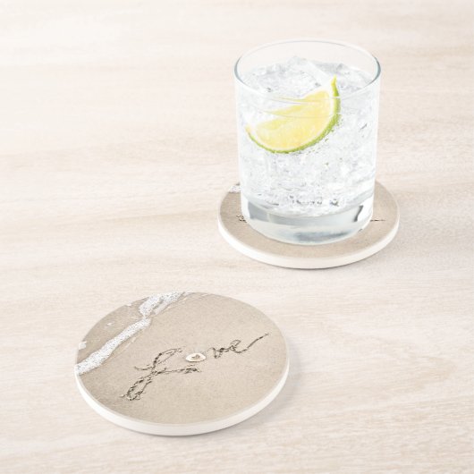 Liebe in den Untersetzer von Sand Beach (Seite)