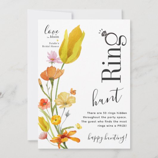 Liebe in der Bloom Ring Hunt Brautparty Game Card Einladung (Rückseite)
