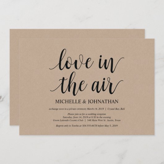 Liebe in der Luft, Einladungen zur Hochzeitsfeier (Vorne/Hinten)