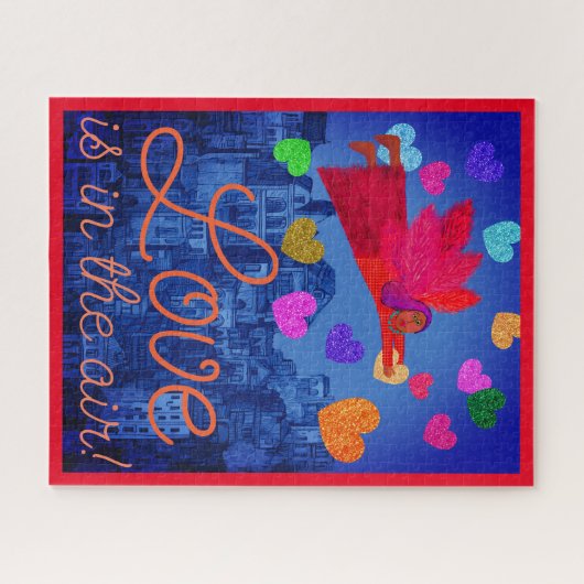 Liebe in der Luft-Engel und Herzvalentin Puzzle (Horizontal)