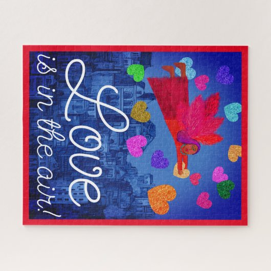 Liebe in der Luft-Engel und Herzvalentin Puzzle (Horizontal)