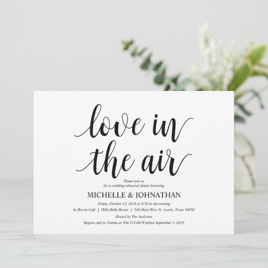 Liebe in der Luft Probe Abendessen Einladungskarte Einladung (Stehend Vorderseite)