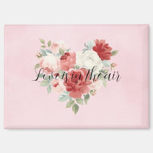 Liebe in der Luft Rot Pink Herz Blumen Magnet (Vorderseite)