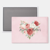 Liebe in der Luft Rot Pink Herz Blumen Magnet (Vorderseite/Rückseite)