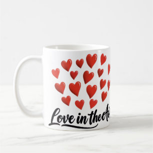 Liebe in der Luft Rote Herzen Romantischer Kaffeeb Kaffeetasse