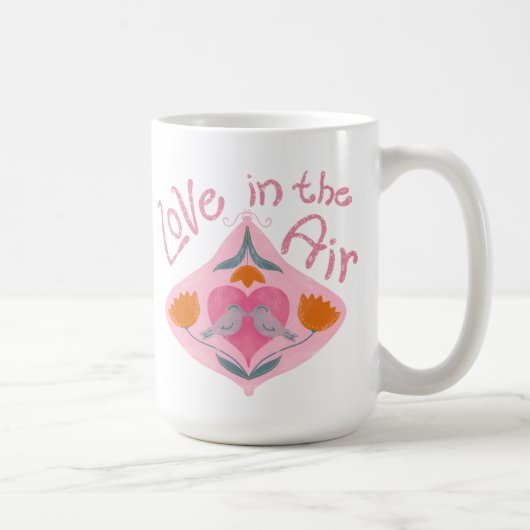 Liebe in der Luft Valentinin Vögel und Blume Kaffeetasse (Rechts)