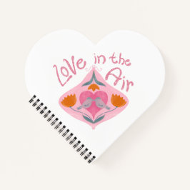 Liebe in der Luft Valentinin Vögel und Blume Notizblock