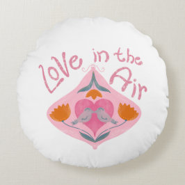 Liebe in der Luft Valentinin Vögel und Blume Rundes Kissen