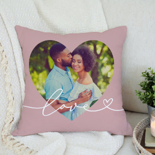 Liebe in der Rose Skript Pink Custom Heart Shaped Kissen