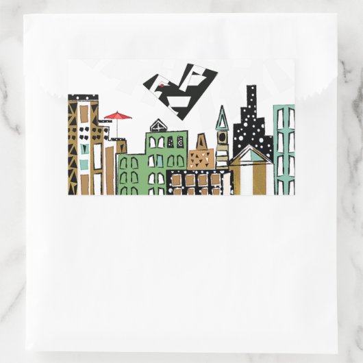 LIEBE IN DER STADT RECHTECKIGER AUFKLEBER (Tasche)