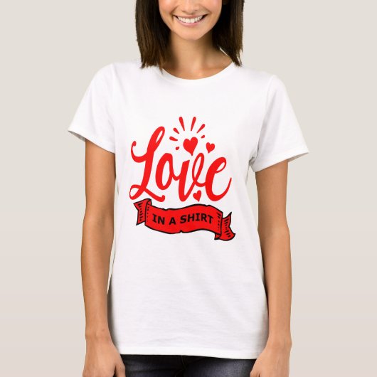 Liebe in einem Shirt, Valentine Hearts & Liebe Fra T-Shirt (Vorderseite)
