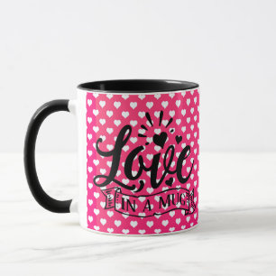 Liebe in einer Tasse rosa Herzen