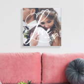Liebe in elegantem Skript | Ihr Foto mit Herz Leinwanddruck (Insitu (Wohnzimmer))