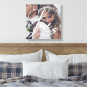 Liebe in elegantem Skript | Ihr Foto mit Herz Leinwanddruck (Insitu (Schlafzimmer))