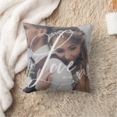 Liebe in elegantem Skript | Zwei Fotos mit Herz Kissen (Decke)