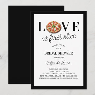 Liebe in erster Linie Pizza Italienisches Brautpar Einladung