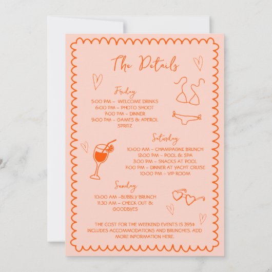 Liebe in erster Spritz Hand Drawn Bachelorette Einladung (Rückseite)