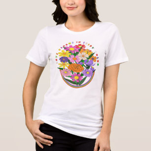 Liebe in Farbe Lebendiges florales Herz T-Shirt  Tri-Blend Shirt